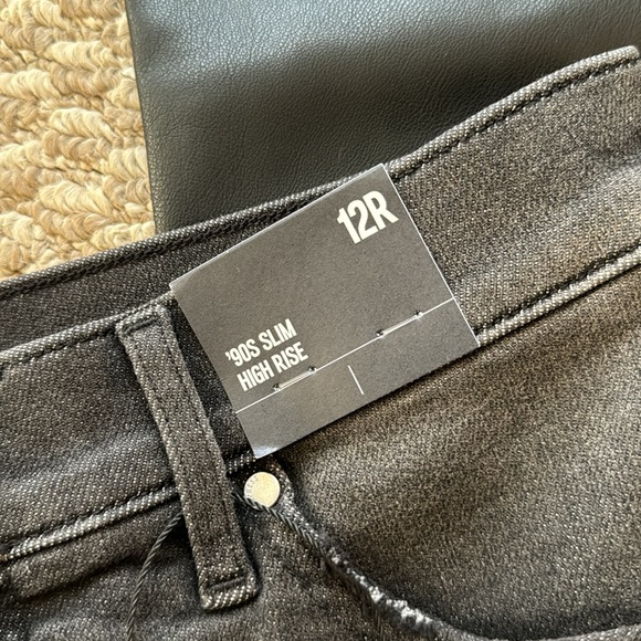 NWT! Super High Waisted Faux Leather Paneled 90’s Slim Jeans! - Picture 6 of 8